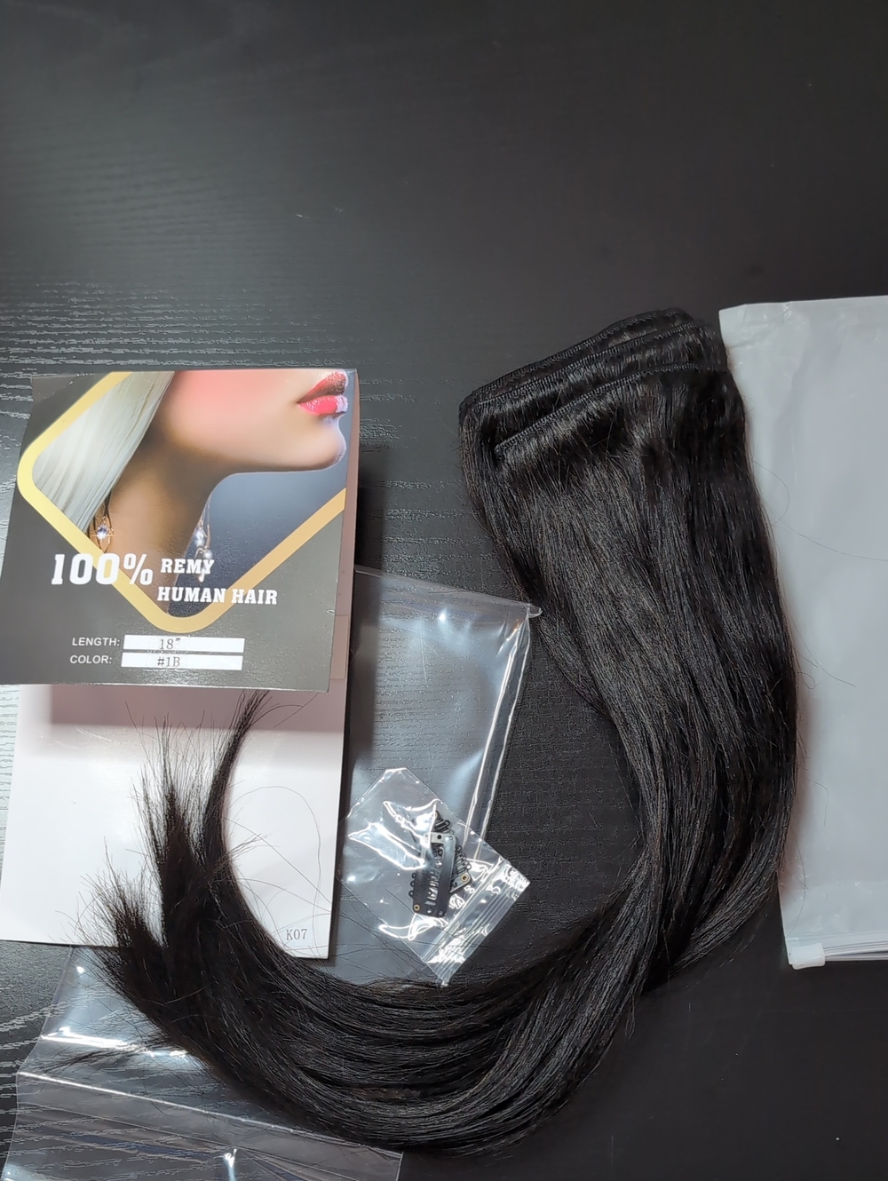 18 Inch 120 G Clip In Seven Piece Human Hair Extensions Natural Black 1B